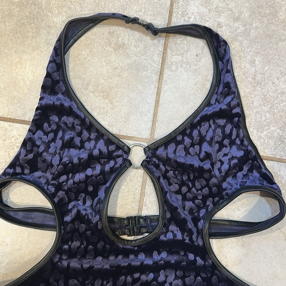 NWT! Killstar Barbarella Halter Bodysuit Plum 3X Velvet Leopard Cutout - Picture 4 of 10